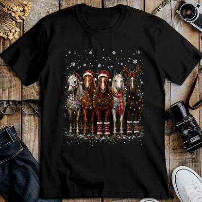 Best Horse Lover Shirt , Funny Horse UnisexT-Shirt/Hoodie/Sweatshirt HLT00 - Christmas Horses Santa Hat Lights Pajama Xmas Horse Lover T-Shirt