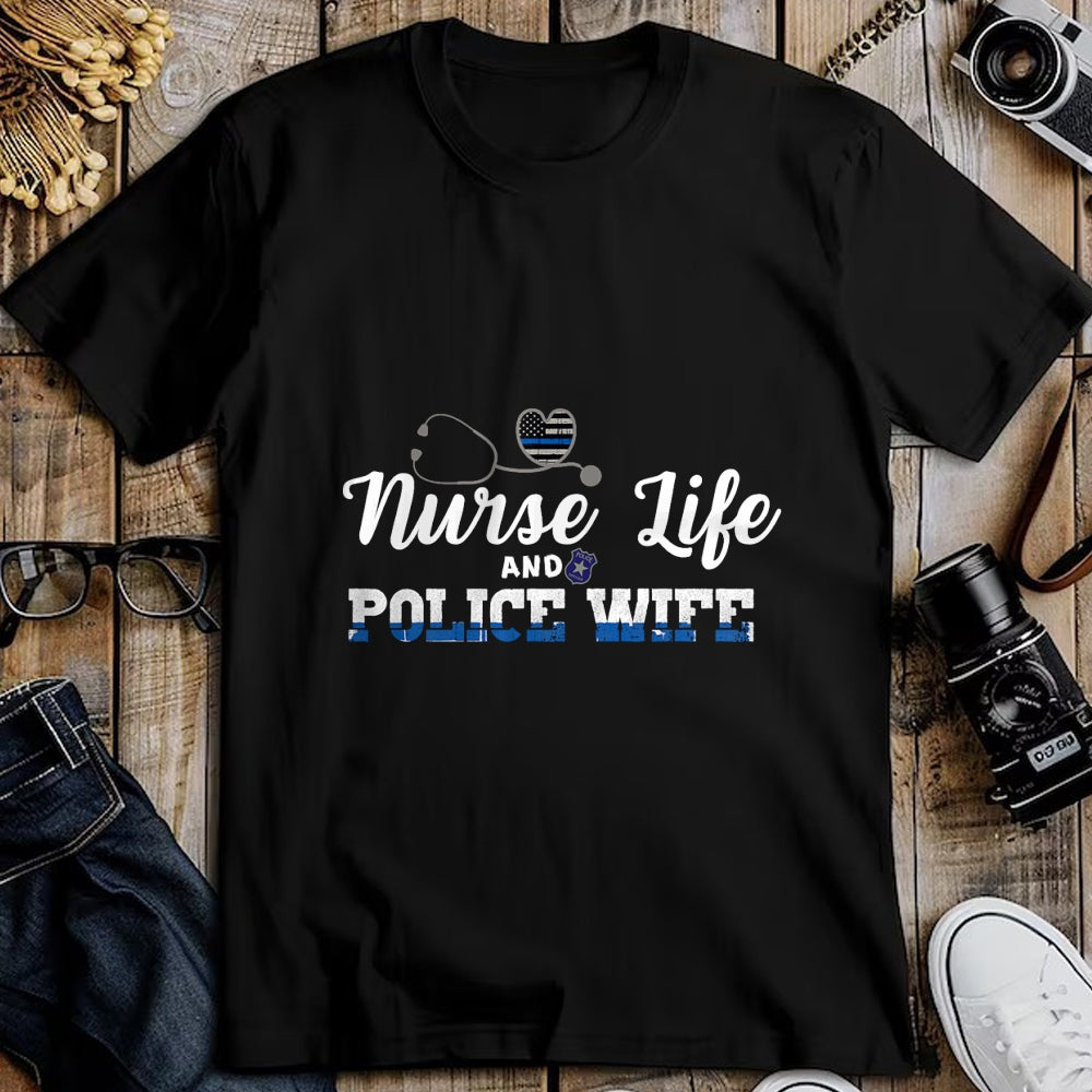 Funny Nurse Shirt, Nurse Unisex T-Shirt/Hoodie/Sweatshirt HLT00 - Nurse RN Life Police Wife Blue Line Support Sheriff Gift T-Shirt