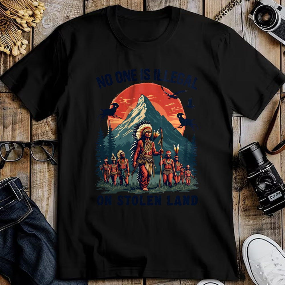 Native American T-Shirts, Vintage Native American Unisex T-Shirt/Hoodie/Sweatshirt HLT00 - Native Americans No One Is Illegal on Stolen Land