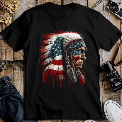 Native American T-Shirts, Vintage Native American Unisex T-Shirt/Hoodie/Sweatshirt HLT00 - Native American Indian Chief American USA Flag