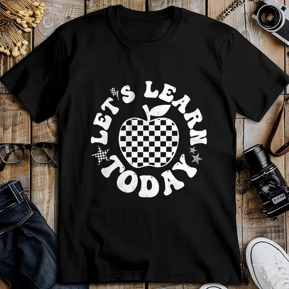 Best Teacher Shirt, Funny Teacher UnisexT-Shirt/Hoodie/Sweatshirt HLT00 - Let's Learn Today Checkered Apple Back to School Teacher T-Shirt