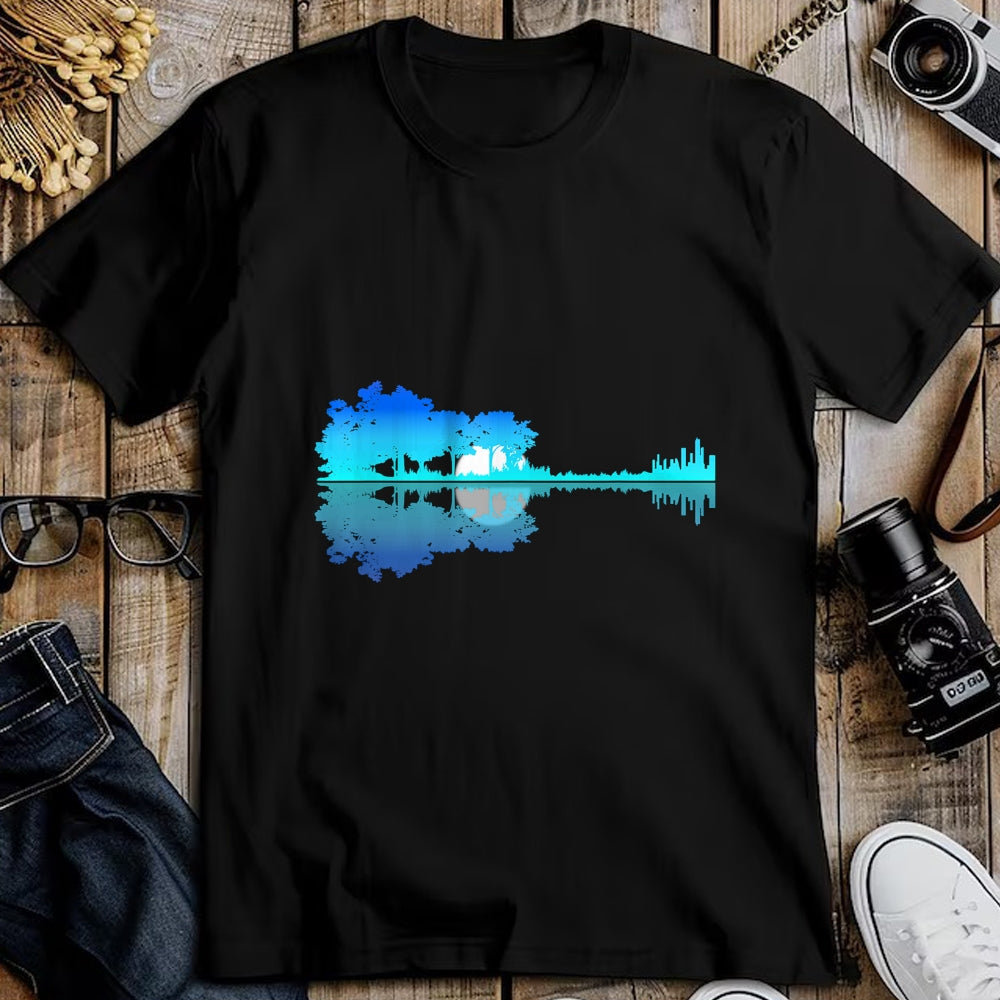 Guitar Lover Shirt, Funny Guitar UnisexT-Shirt/Hoodie/Sweatshirt HLT00 - Guitar Lake Shadow Love Guitar Musician T-Shirt