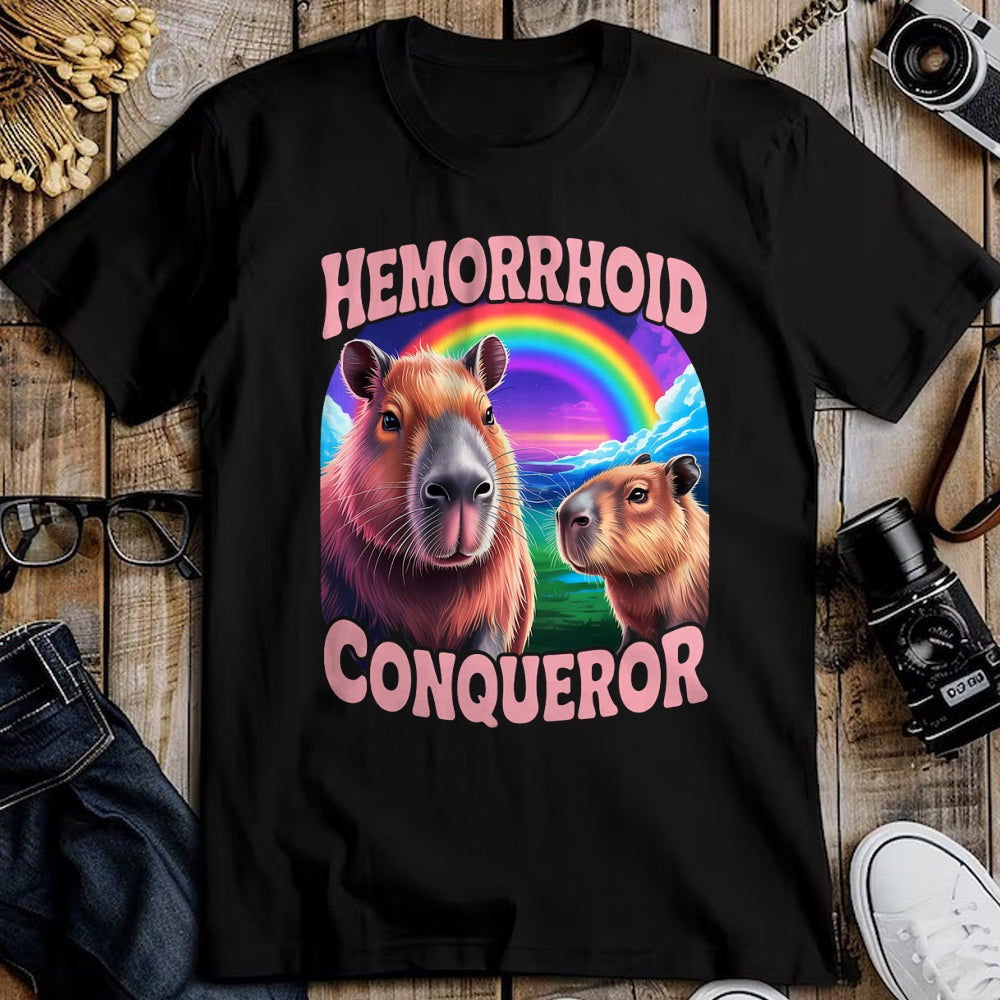 Cute Capybara Shirt, Funny Capybara Unisex T-Shirt/Hoodie/Sweatshirt HLT00 - Hemorrhoids Conqueror Capybara Jokes Funny Hemorrhoid T-Shirt