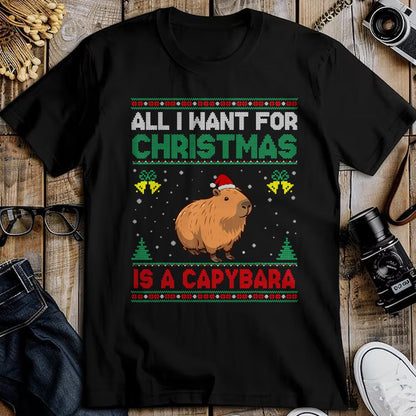 Cute Capybara Shirt, Funny Capybara UnisexT-Shirt/Hoodie/Sweatshirt HLT00 - All I Want for Christmas is A Capybara Ugly Sweater T-Shirt