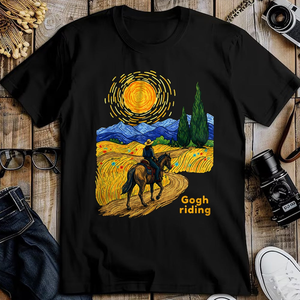 Best Horse Lover Shirt , Funny Horse UnisexT-Shirt/Hoodie/Sweatshirt HLT00 - Gogh Riding Funny Van Gogh Horse Starry Night Cowboy T-Shirt