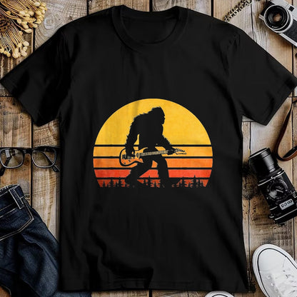 Guitar Lover Shirt, Funny Guitar UnisexT-Shirt/Hoodie/Sweatshirt HLT00 - Retro Bigfoot Guitar T-Shirt, Vintage Sasquatch Rocker Tee T-Shirt, Men, Black, 3X-Large