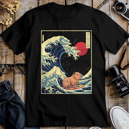 Cute Capybara Shirt, Funny Capybara Unisex T-Shirt/Hoodie/Sweatshirt HLT00 - Surfing Capybara Retro Kawaii T-Shirt
