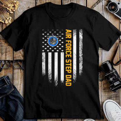 Gift for Dad Shirt, Funny Dad Unisex T-Shirt/Hoodie/Sweatshirt HLT00 – Vintage USA American Flag Proud Air Force Veteran Step Dad T-Shirt