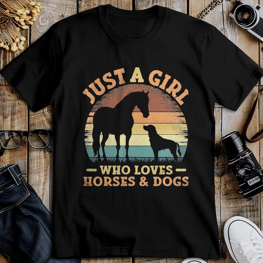Best Horse Lover Shirt , Funny Horse UnisexT-Shirt/Hoodie/Sweatshirt HLT00 - Just A Girl Who Loves Horses and Dogs Women Girls T-Shirt, Men, Black, 3X-Large