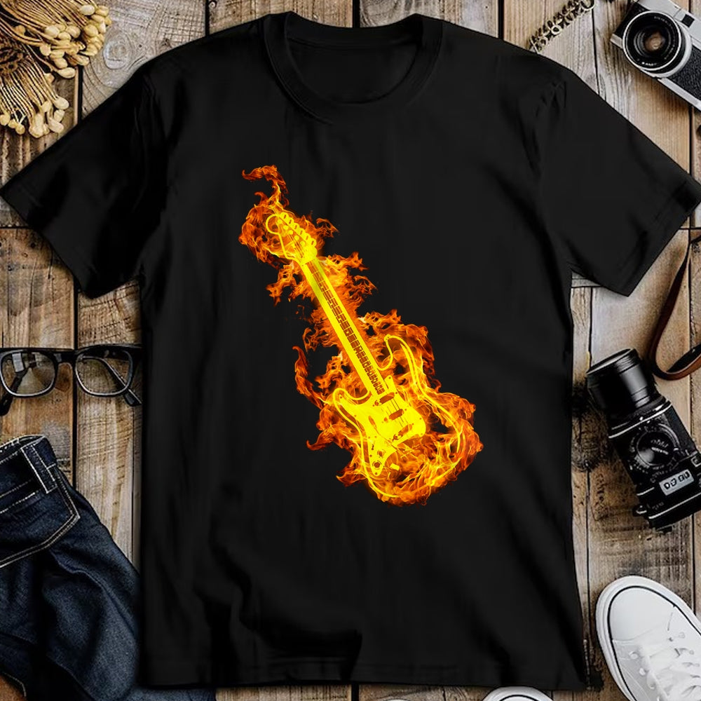 Guitar Lover Shirt, Funny Guitar UnisexT-Shirt/Hoodie/Sweatshirt HLT00 - Electric Guitar In Flames Gift Rock Guitar Lovers T-Shirt