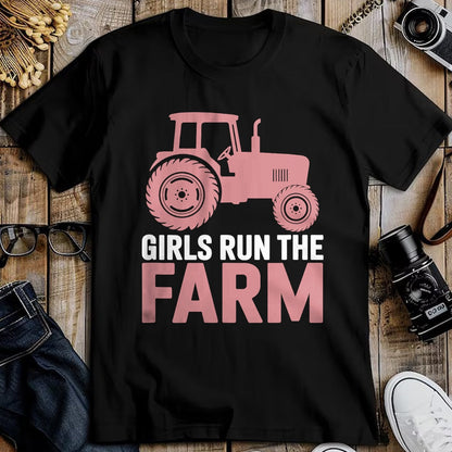 Best Farmer Life Shirt, Funny Farmer UnisexT-Shirt/Hoodie/Sweatshirt HLT00 - Girls Run The Farm Pink Farm Tractor Girl Women T-Shirt