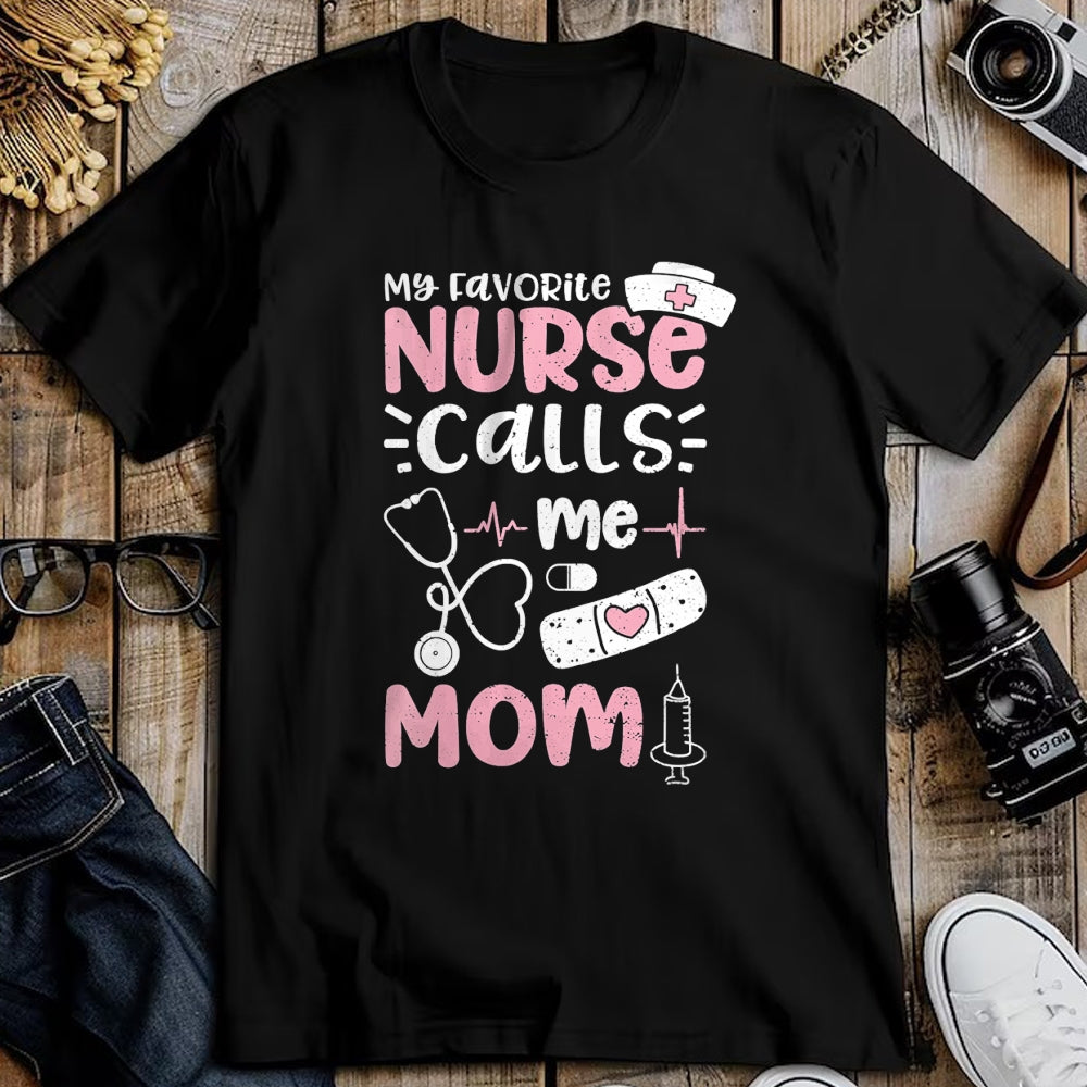 Funny Nurse Shirt, Nurse Unisex T-Shirt/Hoodie/Sweatshirt HLT00 - Womens My Favorite Nurse Calls Me Mom - Mother's Day V-Neck T-Shirt