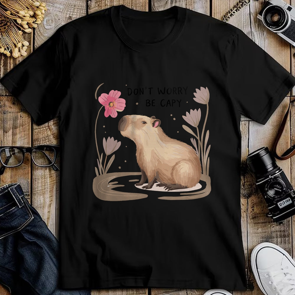Cute Capybara Shirt, Funny Capybara Unisex T-Shirt/Hoodie/Sweatshirt HLT00 - Cute Dont Worry Be Capy Capybara Girls Boys Kids Youth Women T-Shirt