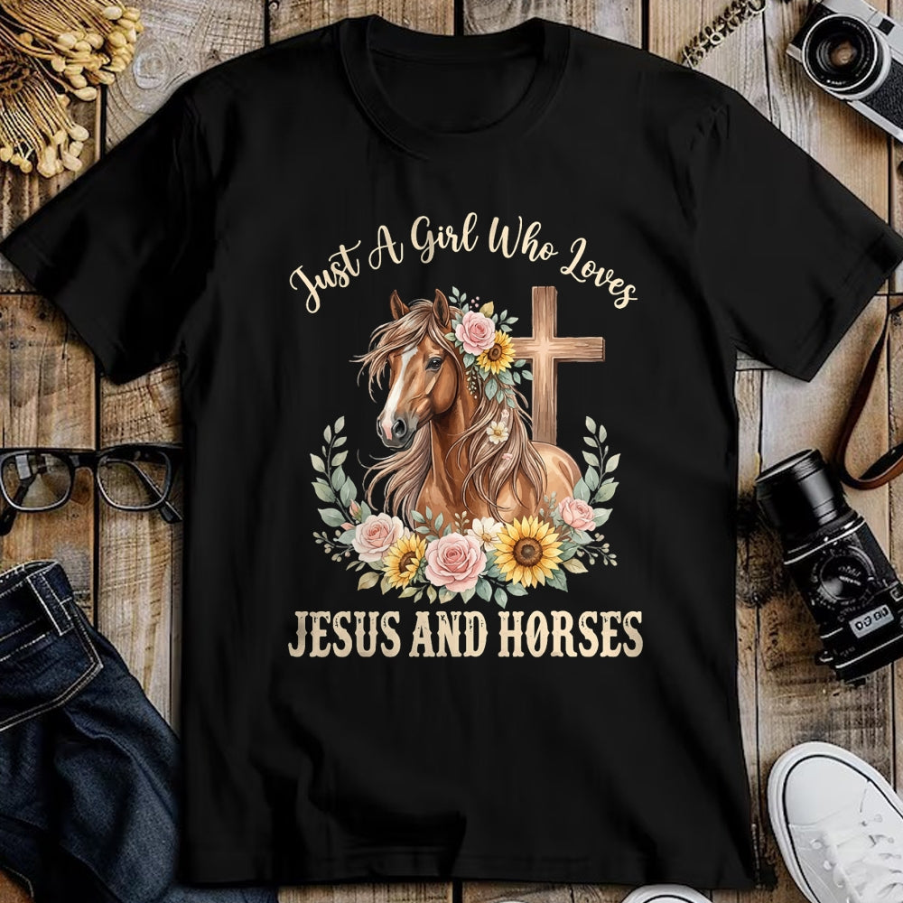 Best Horse Lover Shirt , Funny Horse UnisexT-Shirt/Hoodie/Sweatshirt HLT00 - Just A Girl Who Loves Jesus and Horses T-Shirt
