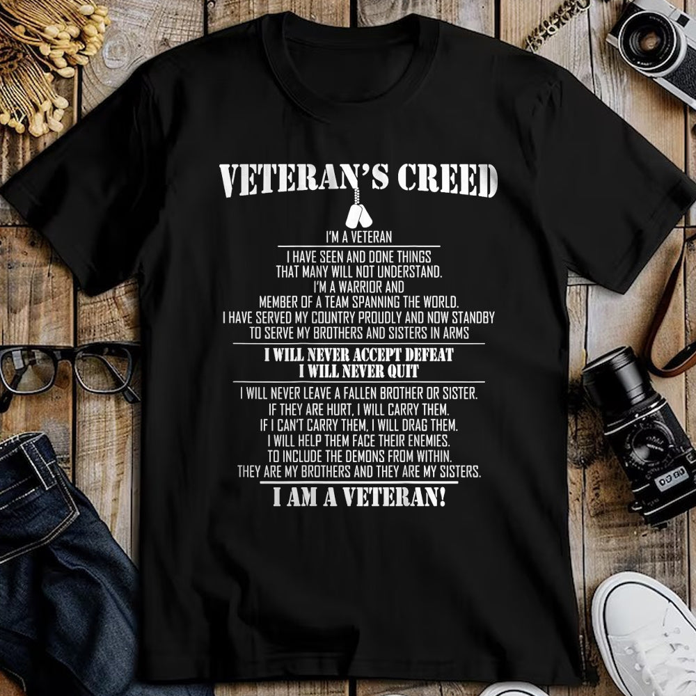 Proud Veteran Shirt, Funny Veteran UnisexT-Shirt/Hoodie/Sweatshirt HLT00 - Veteran_s Creed I_m a Veteran T-Shirt Small