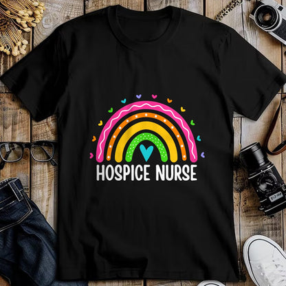Funny Nurse Shirt, Nurse Unisex T-Shirt/Hoodie/Sweatshirt HLT00 - Hospice Care Nursing Rainbow RN Registered Hospice Nurse T-Shirt