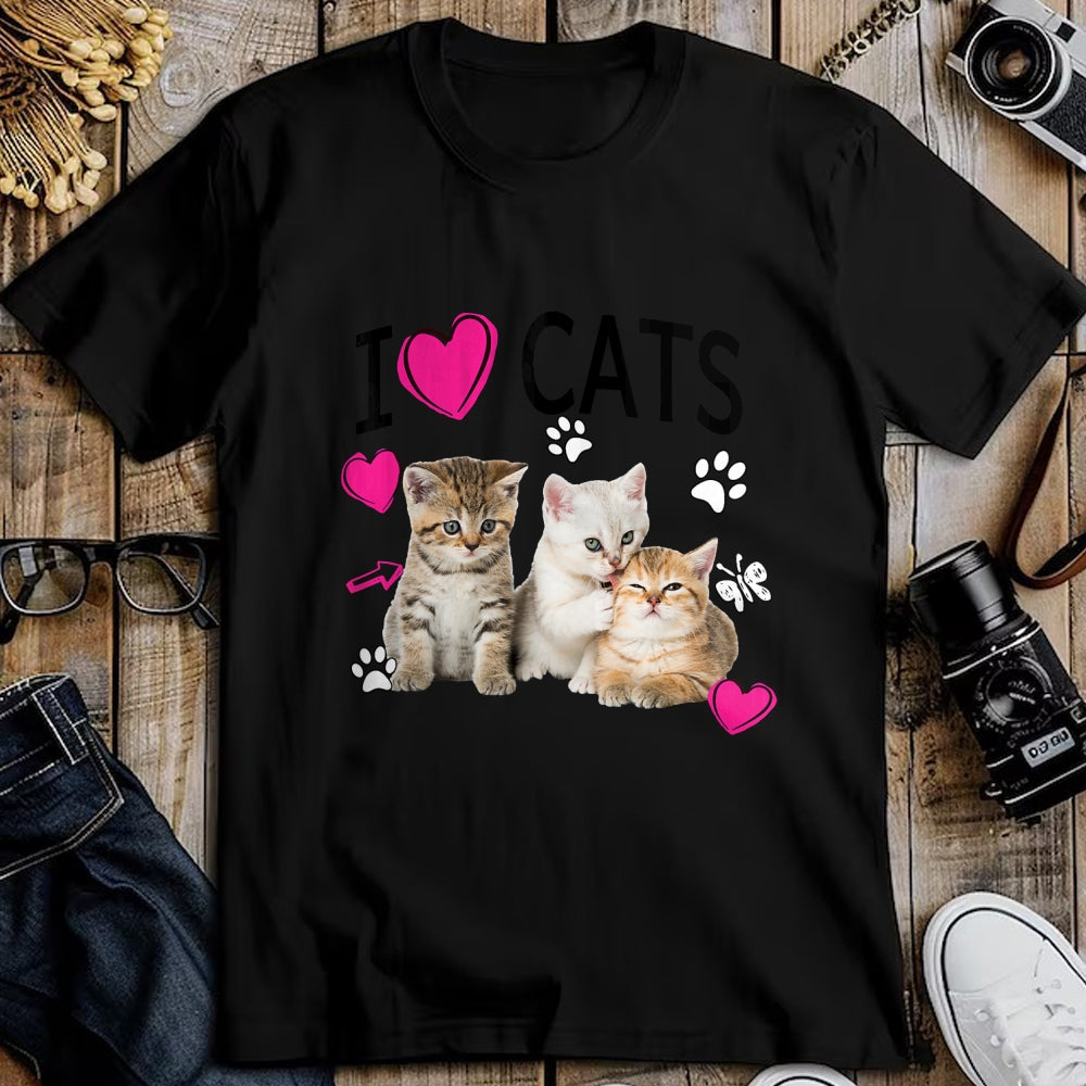 Cat Love Shirt, Funny Cat Lover Gift UnisexT-Shirt/Hoodie/Sweatshirt HLT00 - Cat Lover Tee Cute I Love Cats Kittens Hearts Paws Gift Idea T-Shirt (1)