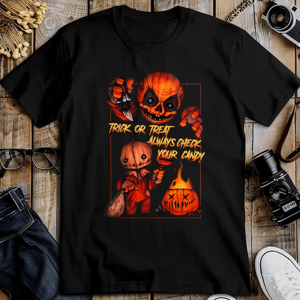 Best Thanksgiving Family Shirt , Funny Thanksgiving UnisexT-Shirt/Hoodie/Sweatshirt HLT00 - Vintage Trick Or Treat Always Check Your Candy, Pumpkin T-Shirt