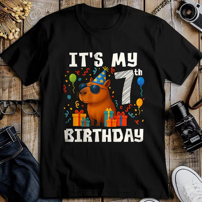 Cute Capybara Shirt, Funny Capybara Unisex T-Shirt/Hoodie/Sweatshirt HLT00 - Its My 7th Birthday 7 Years Old Capybara Gifts Boys T-Shirt