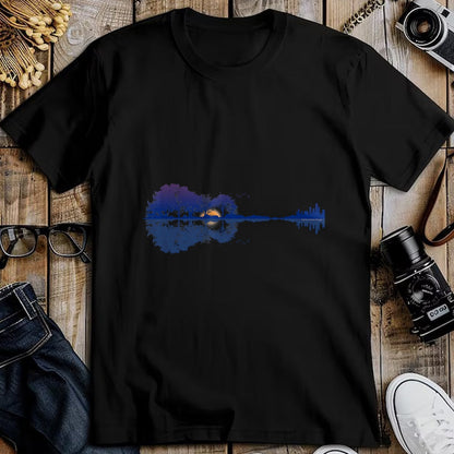 Guitar Lover Shirt, Funny Guitar UnisexT-Shirt/Hoodie/Sweatshirt HLT00 - Guitar Lake Reflections in Blue Music Lovers Guitar T-Shirt