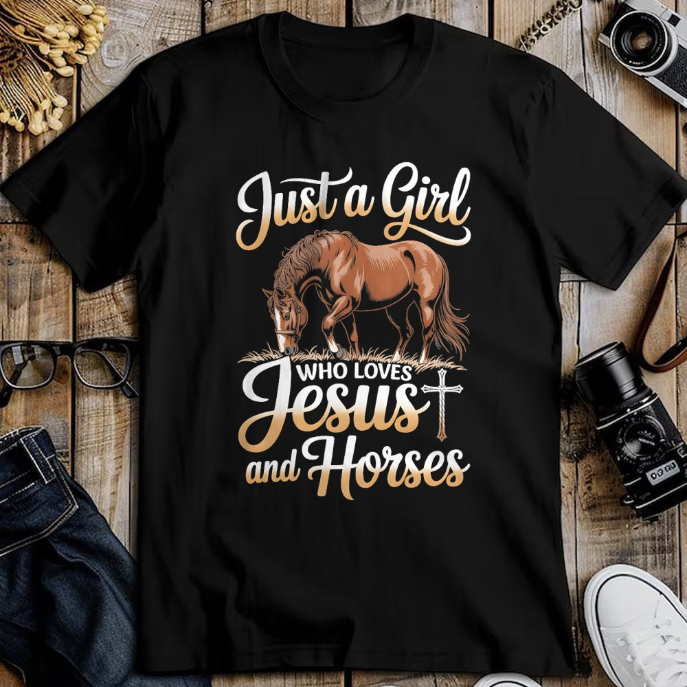 Best Horse Lover Shirt , Funny Horse UnisexT-Shirt/Hoodie/Sweatshirt HLT00 - Just a girl who loves horses and jesus T-Shirt