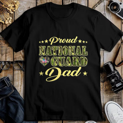 Gift for Dad Shirt, Funny Dad Unisex T-Shirt/Hoodie/Sweatshirt HLT00 – Proud National Guard Dad Dog Tags Heart Military Father Gift T-Shirt