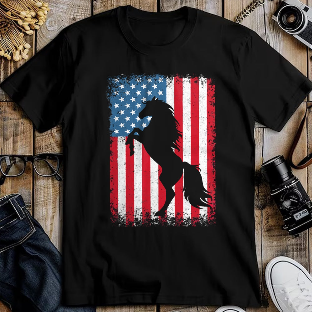 Best Horse Lover Shirt , Funny Horse UnisexT-Shirt/Hoodie/Sweatshirt HLT00 - Horse American Flag USA 4th of July Men Women Boys Girls T-Shirt