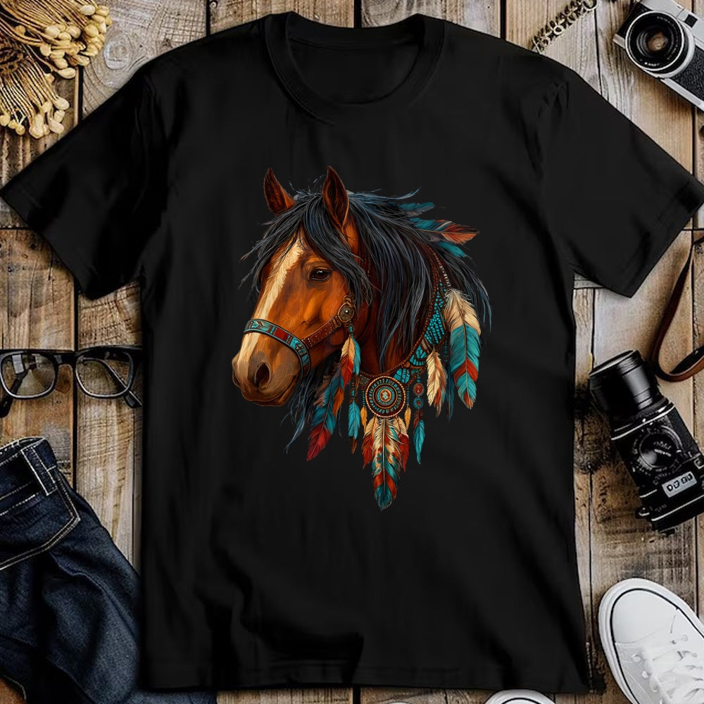 Best Horse Lover Shirt , Funny Horse UnisexT-Shirt/Hoodie/Sweatshirt HLT00 - Proud Indian Native American Horse Animal Feather Headdress T-Shirt