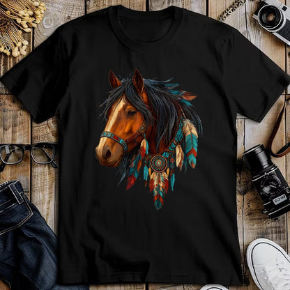 Best Horse Lover Shirt , Funny Horse UnisexT-Shirt/Hoodie/Sweatshirt HLT00 - Proud Indian Native American Horse Animal Feather Headdress T-Shirt