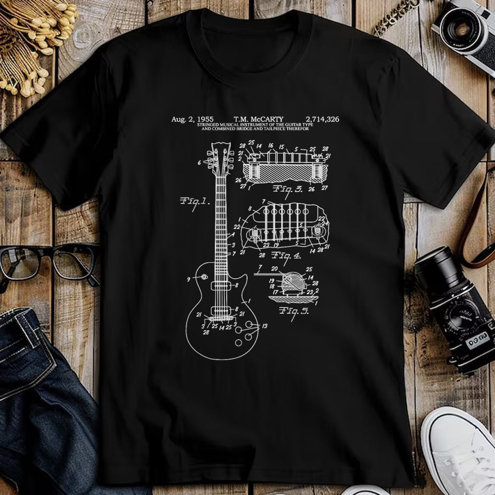 Guitar Lover Shirt, Funny Guitar UnisexT-Shirt/Hoodie/Sweatshirt HLT00 - Guitar Schematic Blueprint Vintage Rocker Band Guitar Player T-Shirt