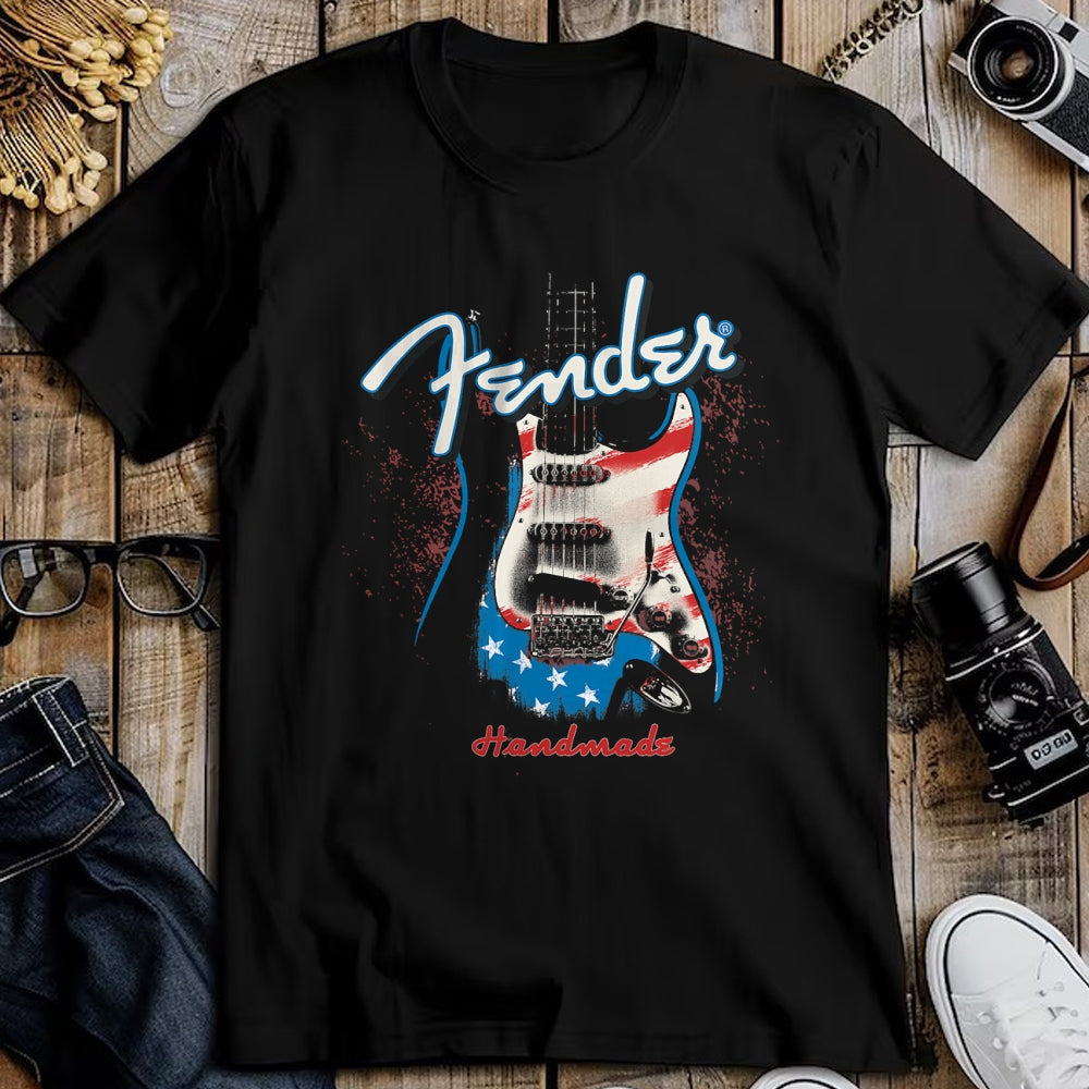 Guitar Lover Shirt, Funny Guitar UnisexT-Shirt/Hoodie/Sweatshirt HLT00 - Fender Handmade Guitars 4th of July American Flag T-Shirt