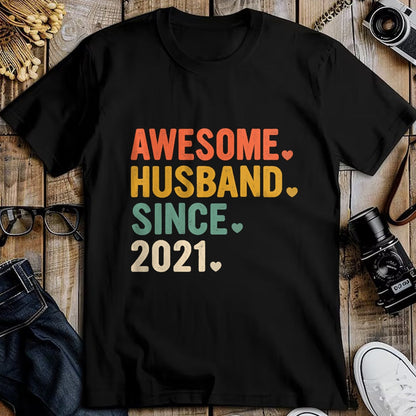 Best Wife Shirt, Wife and Husband Unisex T-Shirt/Hoodie/Sweatshirt HLT00 - 2 Years Anniversary for Him Awesome Husband Since 2021 T-Shirt