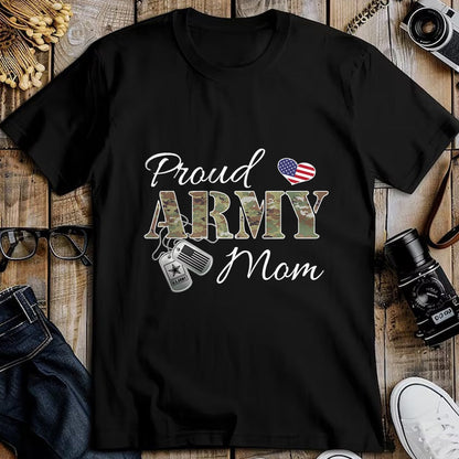 Gift for Mom Shirt, Funny Mom Unisex T-Shirt/Hoodie/Sweatshirt HLT00 - Pride Military Mom with Dog Tag US Flag T-Shirt