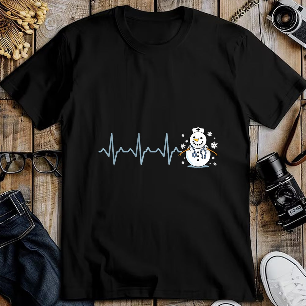 Funny Nurse Shirt, Nurse Unisex T-Shirt/Hoodie/Sweatshirt HLT00 - Heartbeat Nurse Snowman Nurse Christmas T-Shirt