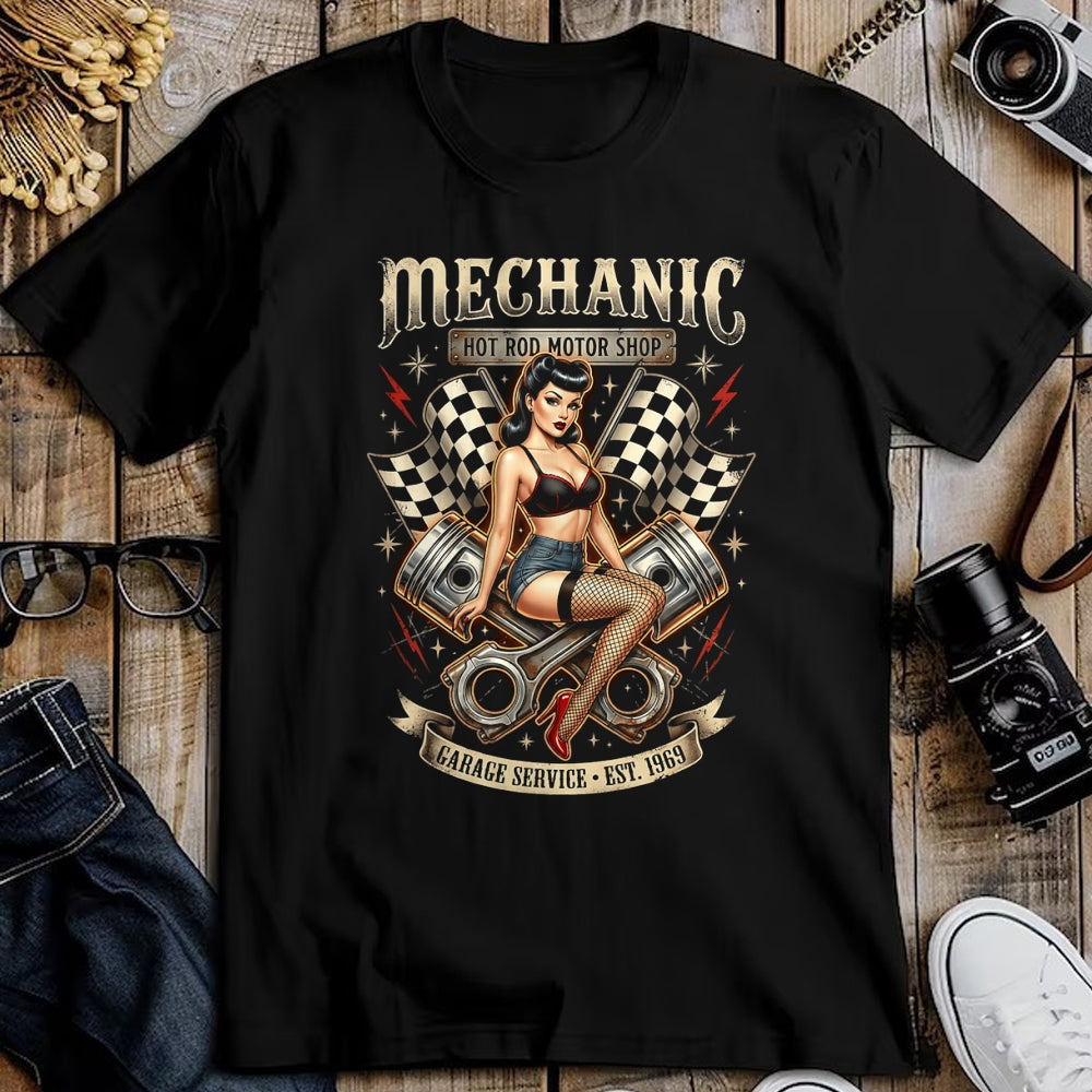Best Mechanic Life Shirt, Funny Mechanic UnisexT-Shirt/Hoodie/Sweatshirt HLT00 - Vintage Mechanic Hot Rod Garage Pin Up Design T-Shirt