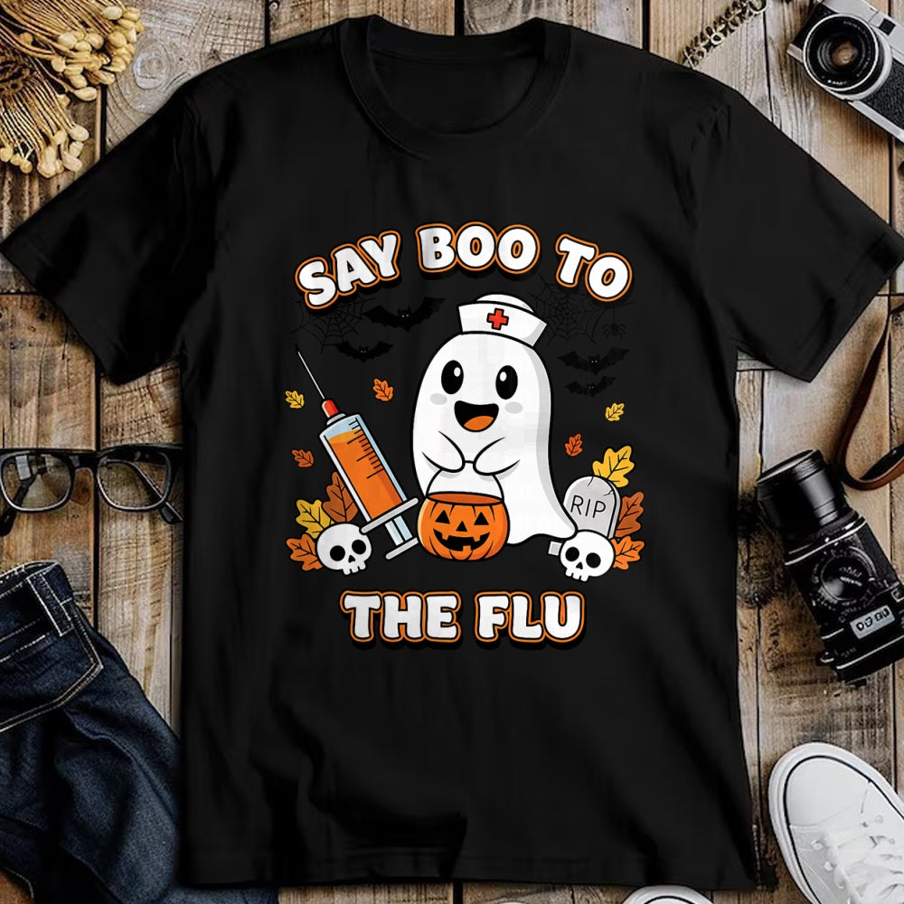 Best Doctor Shirt, Funny Doctor UnisexT-Shirt/Hoodie/Sweatshirt HLT00 - Doctor Say Boo to The Flu Halloween Vaccine Squad T-Shirt