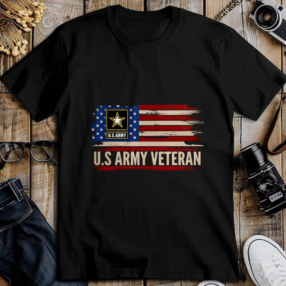 Proud Veteran Shirt, Funny Veteran UnisexT-Shirt/Hoodie/Sweatshirt HLT00 - Vintage U.S Army Veteran with American Flag Veteran Gift Long Sleeve T-Shirt