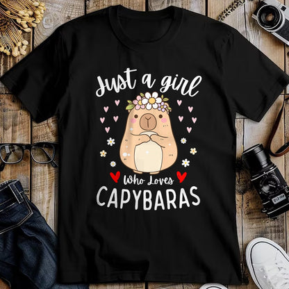 Cute Capybara Shirt, Funny Capybara Unisex T-Shirt/Hoodie/Sweatshirt HLT00 - Just a Girl Who Loves Capybaras Cute Rodent Animal Capybara T-Shirt