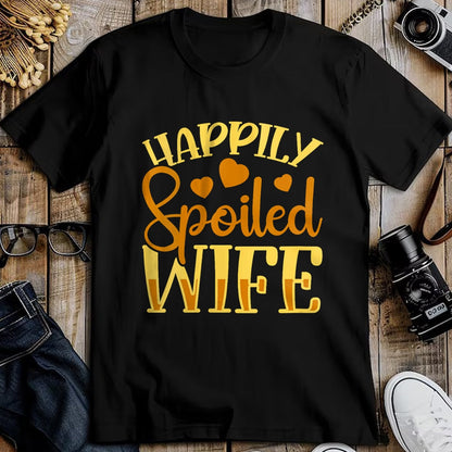 Best Wife Shirt, Wife and Husband Unisex T-Shirt/Hoodie/Sweatshirt HLT00 - Gift for wife T shirt, spoiled wife   Womens Funny Wife Happily Spoiled Wife V-Neck T-Shirt (1)