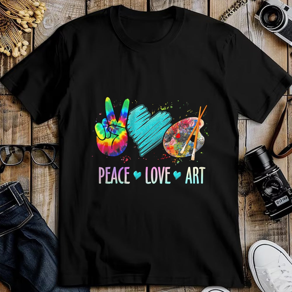 Best Teacher Shirt, Funny Teacher UnisexT-Shirt/Hoodie/Sweatshirt HLT00 - Peace Love Art Painting Palette Art Teacher T-Shirt