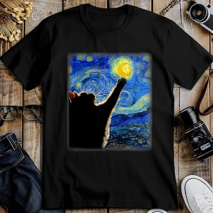 Best Thanksgiving Family Shirt , Funny Thanksgiving UnisexT-Shirt/Hoodie/Sweatshirt HLT00 - Starry Night Cat, Van Gogh Cat, Cat Lover, Cat Mom, Cat Dad T-Shirt, Black
