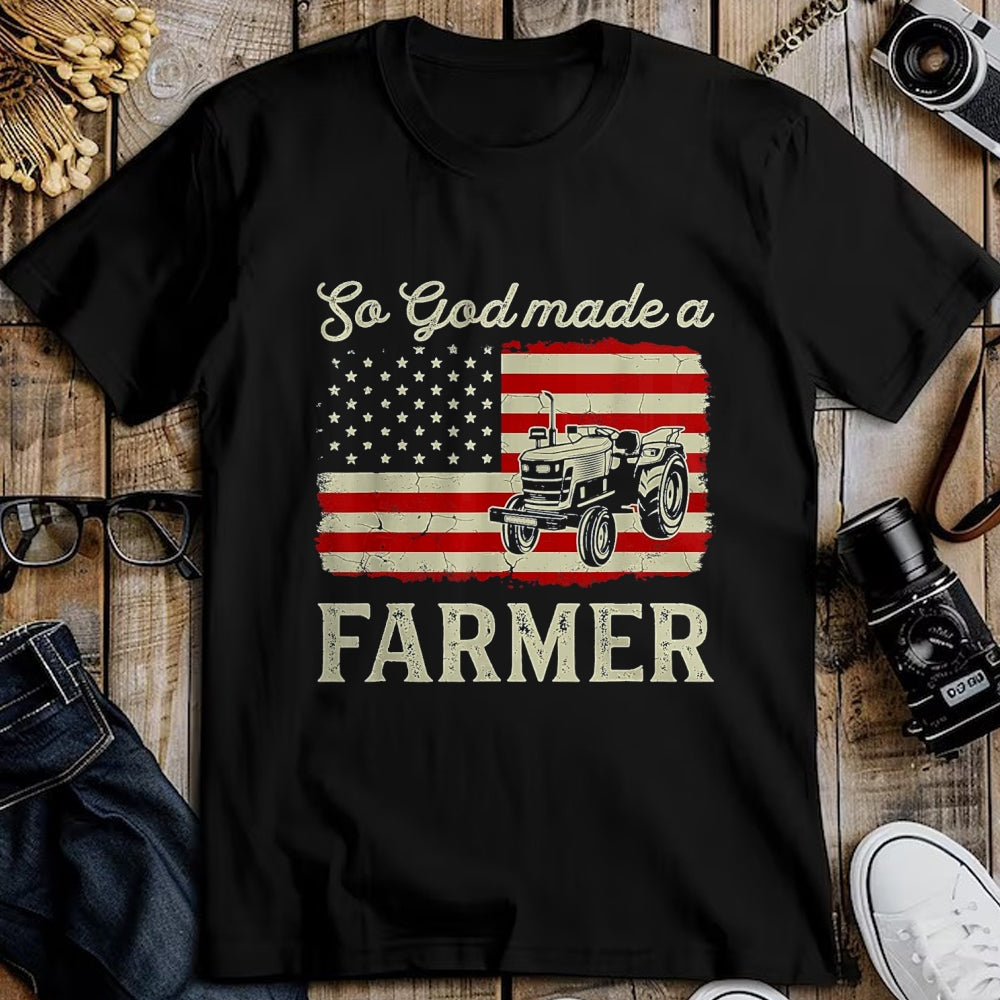 Best Farmer Life Shirt, Funny Farmer UnisexT-Shirt/Hoodie/Sweatshirt HLT00 - Vintage Old American Flag Patriotic So God Made A Farmer T-Shirt, Youth, Olive Green, Medium