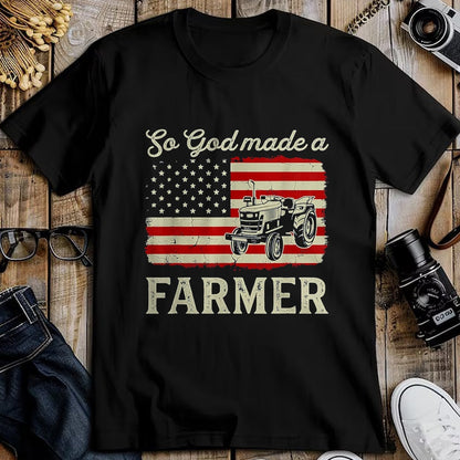 Best Farmer Life Shirt, Funny Farmer UnisexT-Shirt/Hoodie/Sweatshirt HLT00 - Vintage Old American Flag Patriotic So God Made A Farmer T-Shirt, Youth, Olive Green, Medium