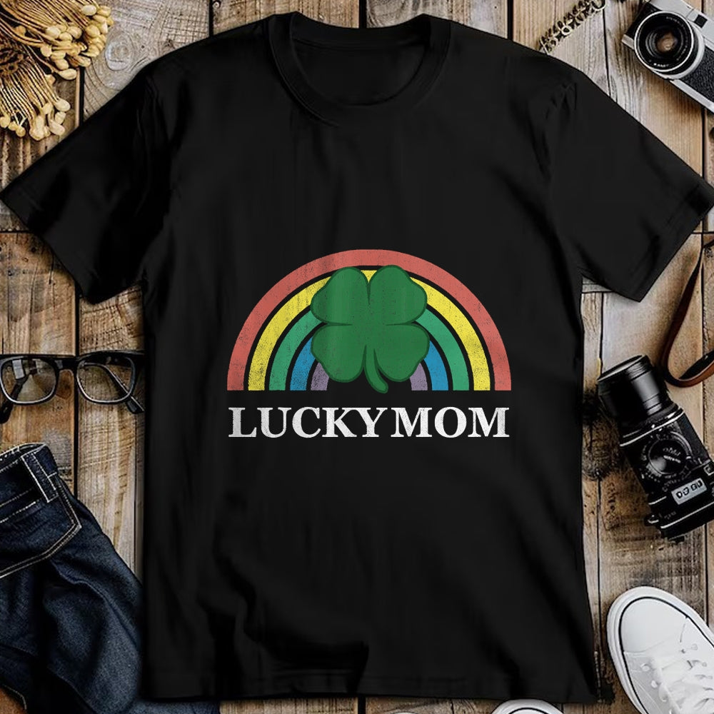 Gift for Mom Shirt, Funny Mom Unisex T-Shirt/Hoodie/Sweatshirt HLT00 - Lucky Mom Shamrock St. Patricks Day Rainbow Saint Paddys T-Shirt