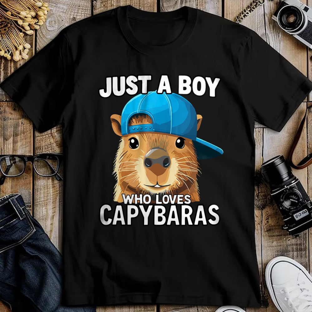 Cute Capybara Shirt, Funny Capybara Unisex T-Shirt/Hoodie/Sweatshirt HLT00 - Just A Boy Who Loves Capybaras T-Shirt