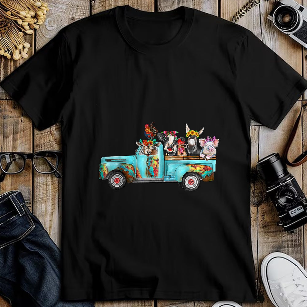 Best Farmer Life Shirt, Funny Farmer UnisexT-Shirt/Hoodie/Sweatshirt HLT00 - Farm Pickup Truck with Farm Animals Farmer_s Wife Cow Girl T-Shirt