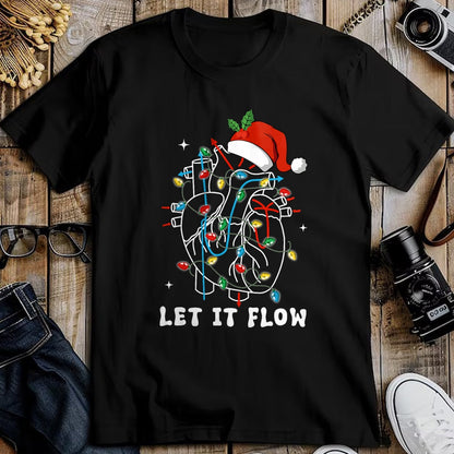 Funny Nurse Shirt, Nurse Unisex T-Shirt/Hoodie/Sweatshirt HLT00 - Funny Let It Flow Anatomy Heart Cardiac Nurse Santa Hat Xmas T-Shirt