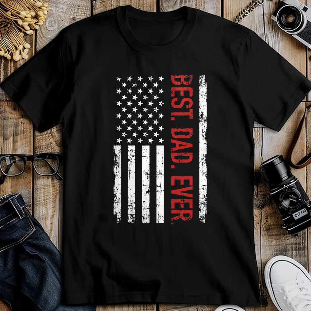 Gift for Dad Shirt, Funny Dad Unisex T-Shirt/Hoodie/Sweatshirt HLT00 – Best dad ever US american flag gift for father_s day Short Sleeve T-Shirt