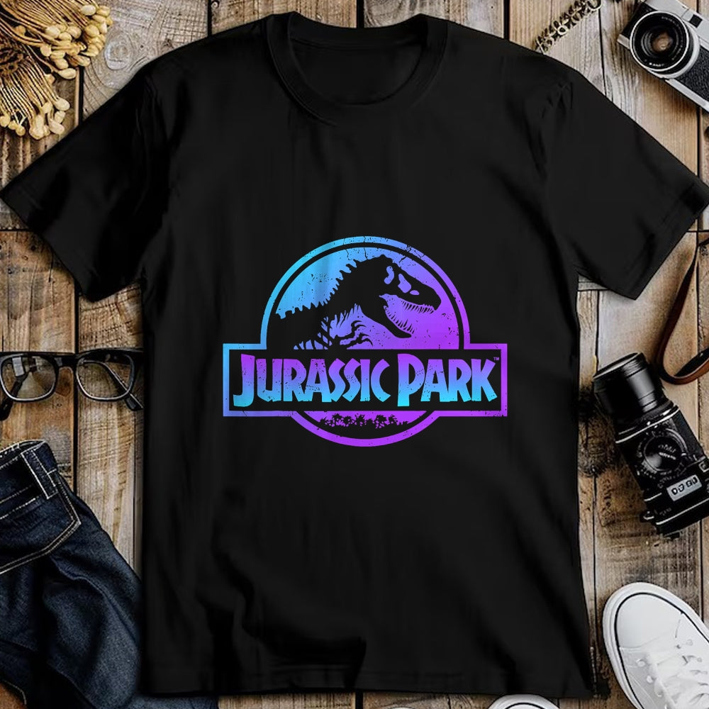 Best Dinosaur Lover Shirt, Funny Dinosaur UnisexT-Shirt/Hoodie/Sweatshirt HLT00 - Jurassic Park Blue & Purple Fossil Logo Graphic Short Sleeve T-Shirt