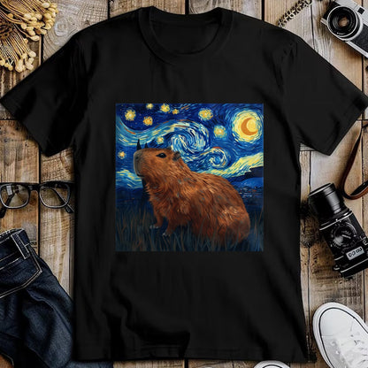 Cute Capybara Shirt, Funny Capybara Unisex T-Shirt/Hoodie/Sweatshirt HLT00 - Capybara Van Gogh Style Starry Night T-Shirt